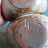 Stoneware salt and sauce dish from Puisaye, signed Jean-Pierre Prud’homme