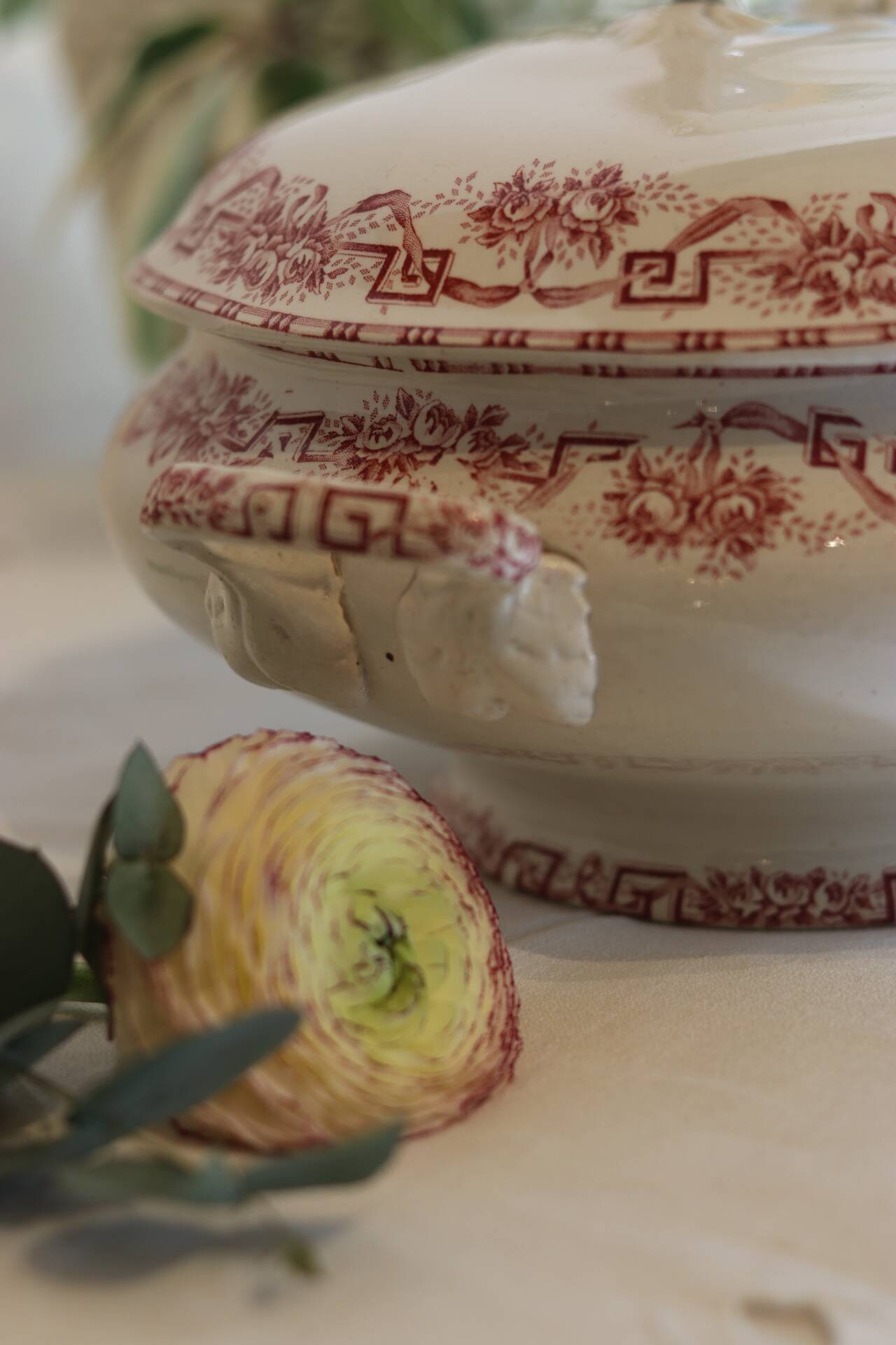 Iron clay soup tureen Moulin des loups, Athens model, red