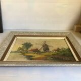 Landscape painting cows oil on canvas signed