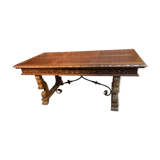 Large carved solid wood table, Spanish neo renaissance style