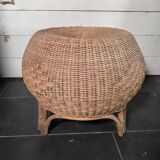 Vintage Italian design rattan wicker ball stool from the 1970s.