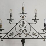 Wrought iron floor lamp with 5 light arms, 1940