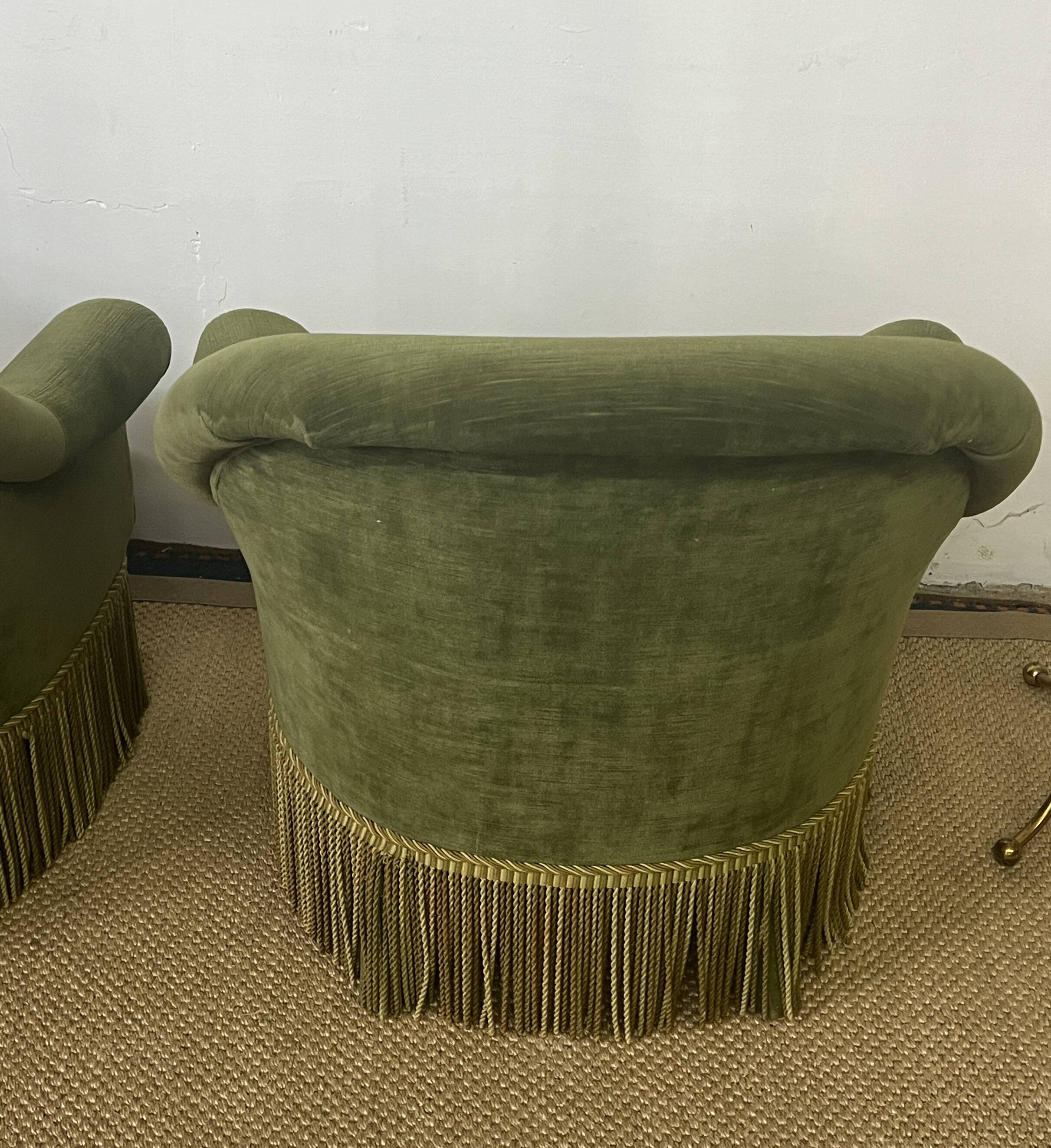 Pair of green toad armchairs