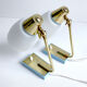 Pair of vintage table or bedside lamps, brass and glass, 50s 60s