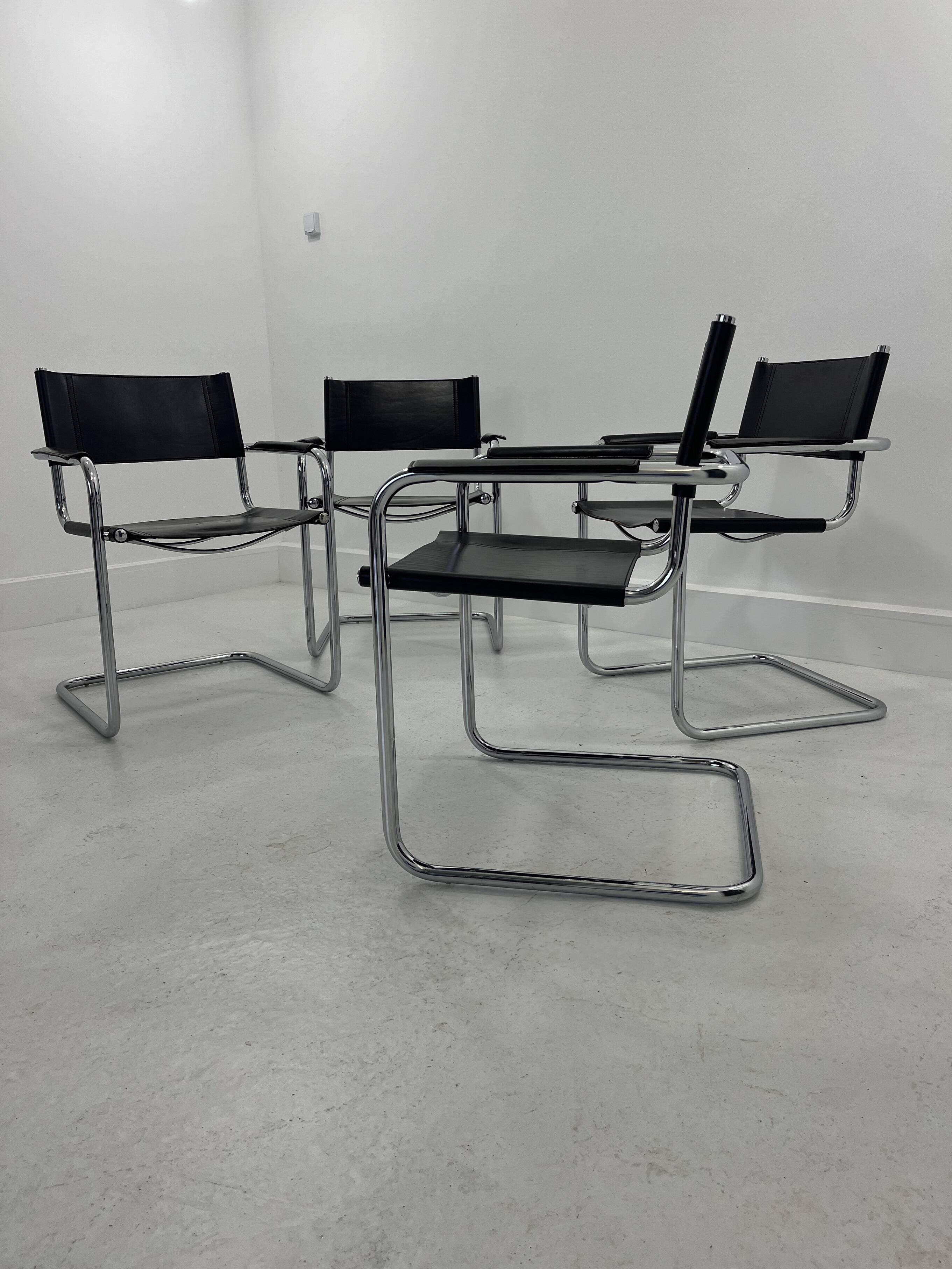 Leather Chairs, Italy, 1970s, Set of 4 ,dark brown