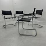 Leather Chairs, Italy, 1970s, Set of 4 ,dark brown