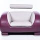 Leather armchair, hotel lounge, purple and gray, vintage