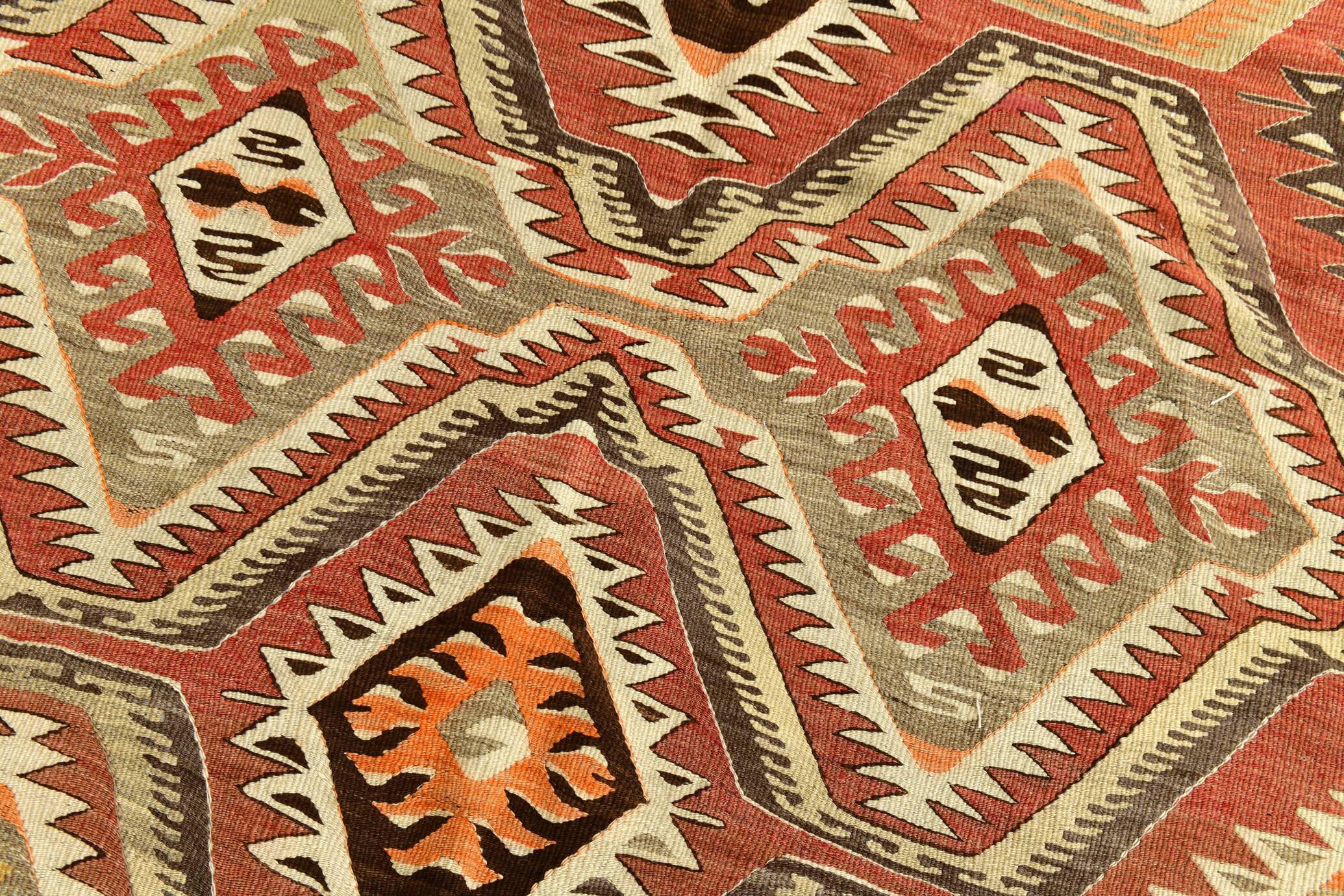 Red Brown Tribal Turkish Kilim Rug 146x292Cm SK 35174