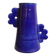Handmade abstract ceramic vase with asymmetrical floral handles in midnight blue