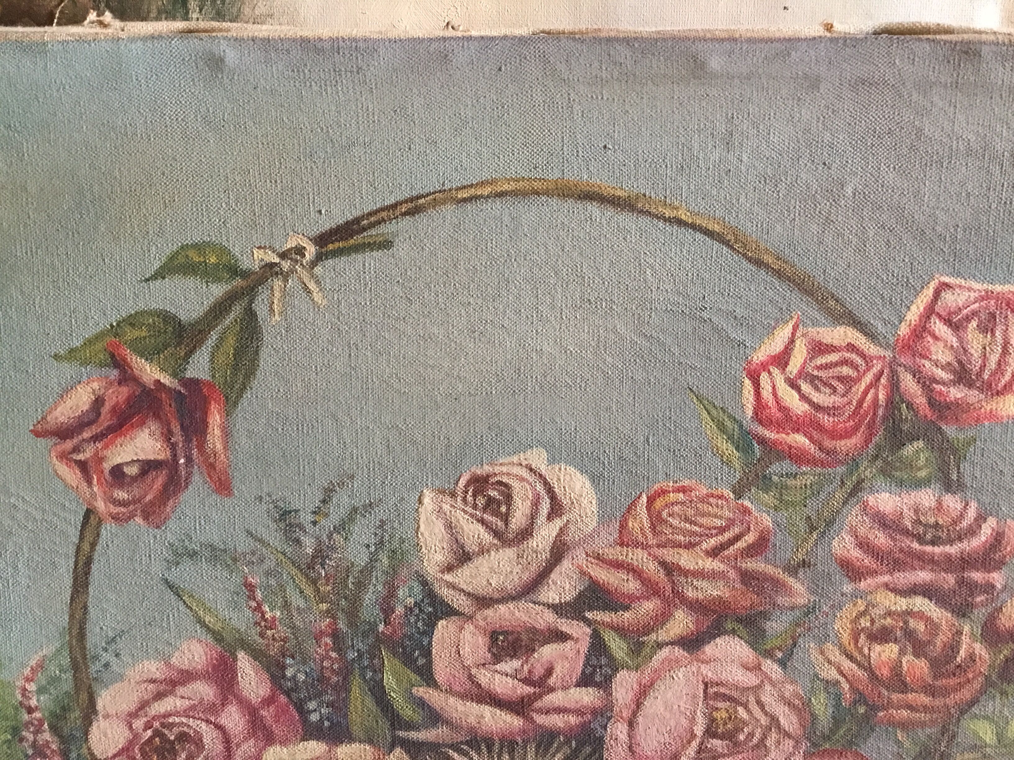 Canvas Flower basket 1940 signed