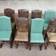 8 chaises basques espagnoles en cuir vert et marron doré
