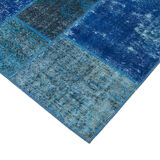 Handwoven turkish contemporary 203 cm x 300 cm blue patchwork rug