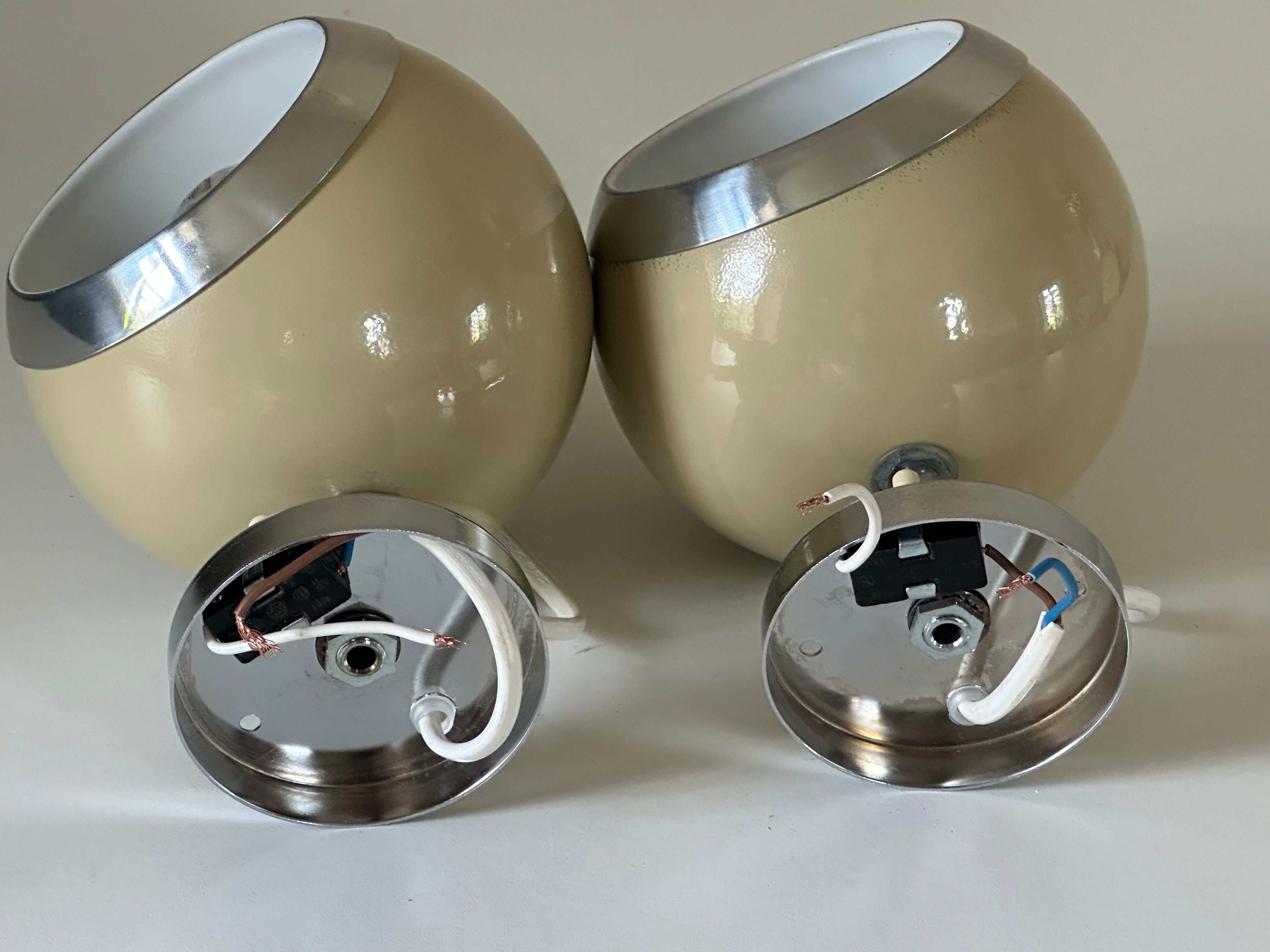 Pair wall lamp eyes ball vintage design 70 years