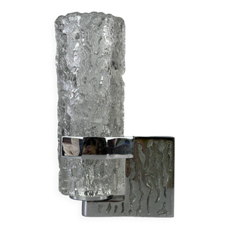 1960s/70s Wall Lamp in Glass & Chrome, Brutalist German Design