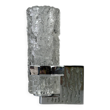 1960s/70s Wall Lamp in Glass & Chrome, Brutalist German Design