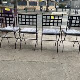 Set of 4 wrought iron chairs with seat cushions