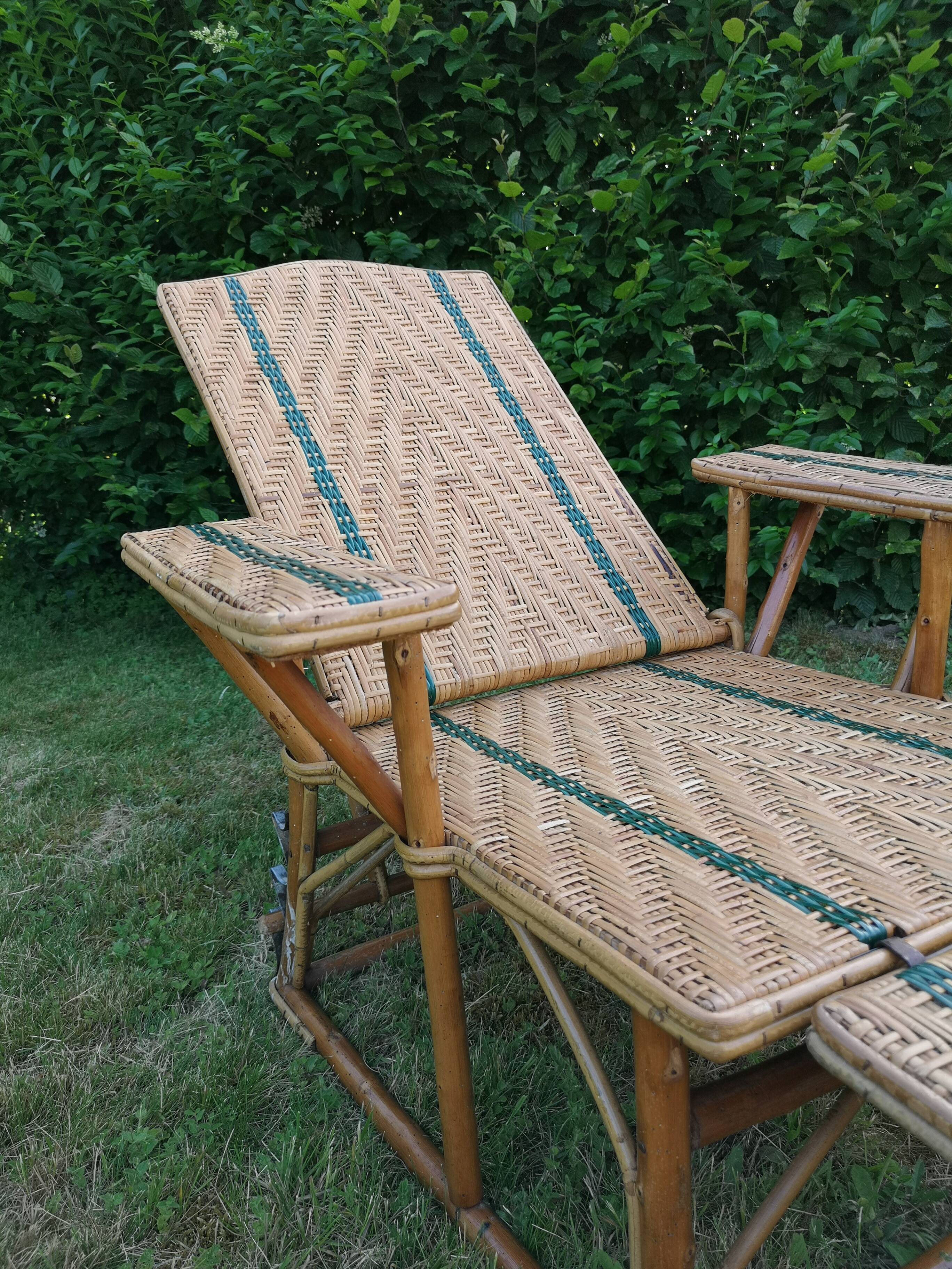 Long rattan chair - bamboo