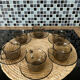 6 smoked glass coffee cups Arcoroc