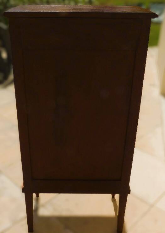 Mahogany veneer display case, opening with a door and a drawer, Louis XVI style - Very good condition