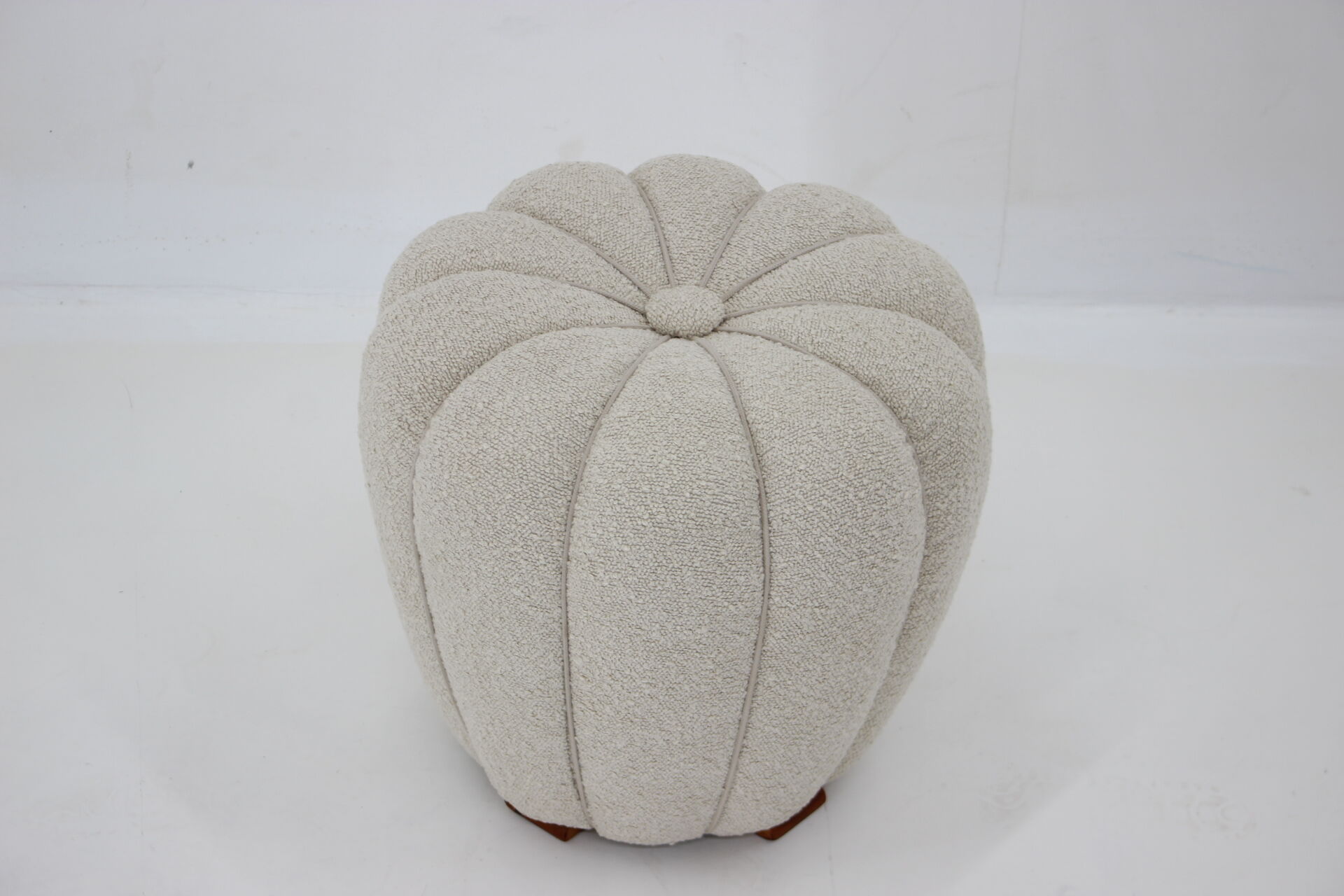 1940s Jindrich Halabala Art Deco Tabouret in Bouclé, Czechoslovakia