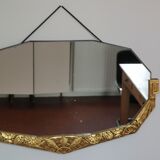Golden Art Deco beveled mirror 65x38cm