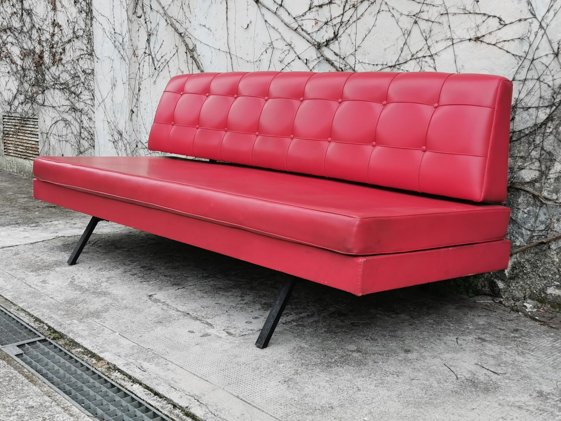 Red leatherette sofa, 1970s