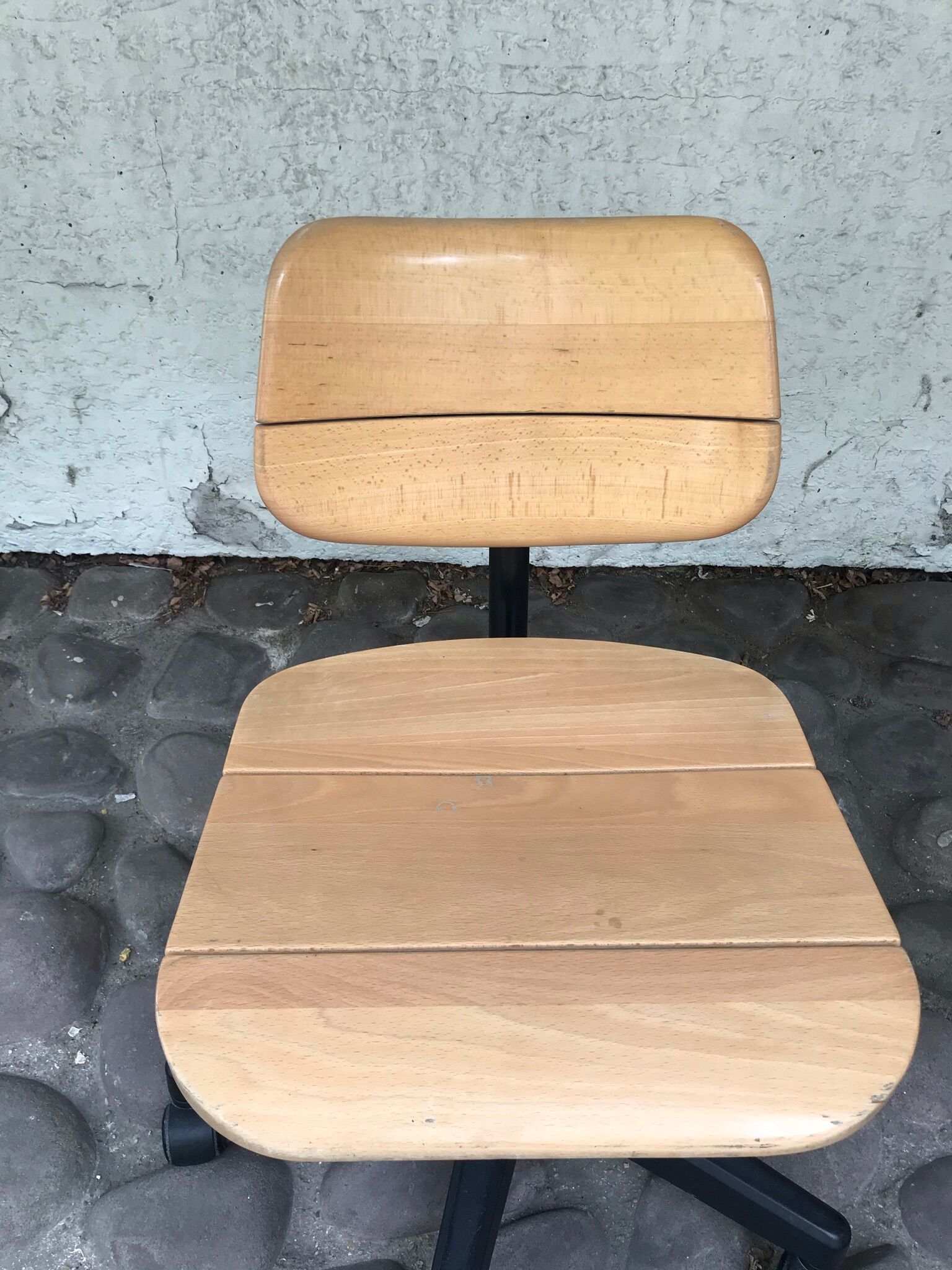 Martin Stoll office chair light wood on wheels