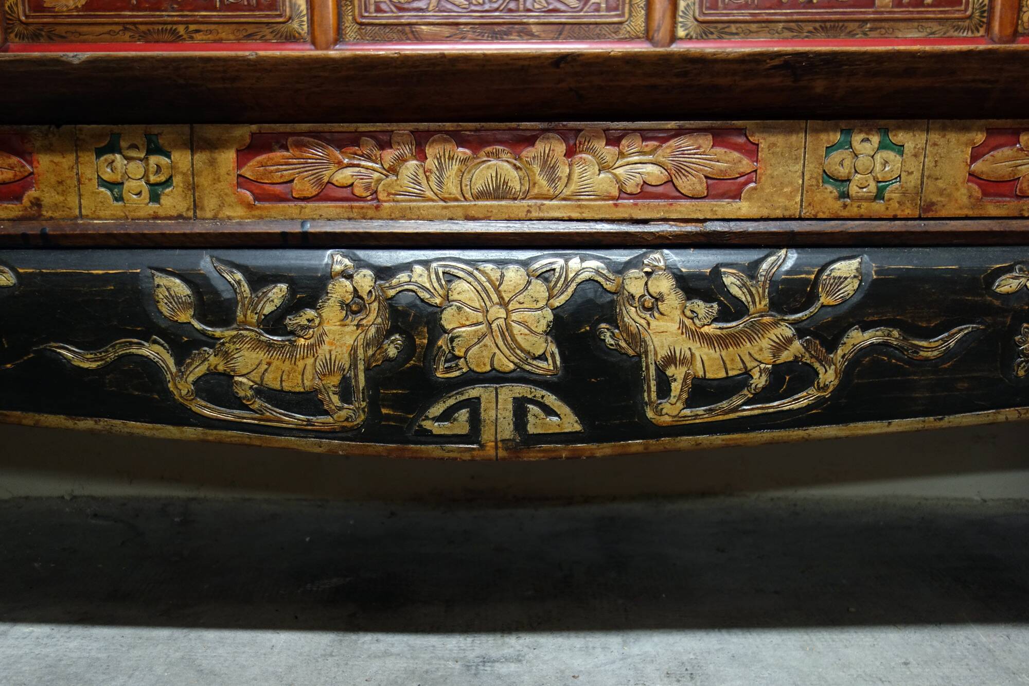 Antique Chinese bench carved and hand painted circa 1890