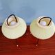 Paire de lampes tripode en celluloïd plissé vert pâle, 1960