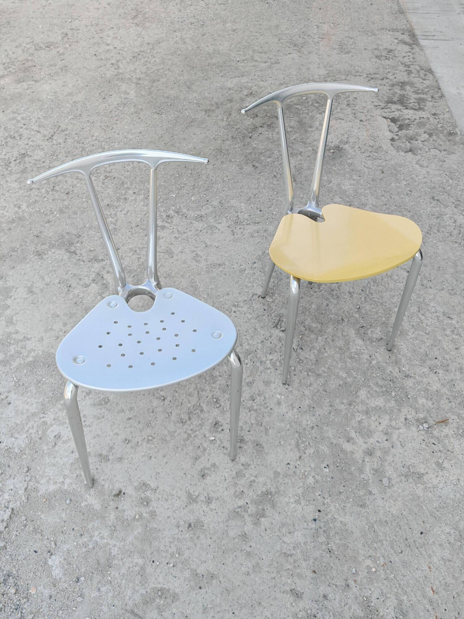 Postmodern pair of "Hole" accent chairs by Carlo Bartoli for Ycami 1993.