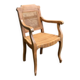 Barber's armchair in wood cannage and straw 1900