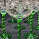 10 alsace white wine glasses in cut crystal with twisted green foot