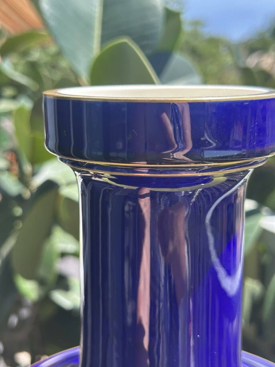 Monumental vase in blue Sèvres porcelain with gilding, architectural style.
