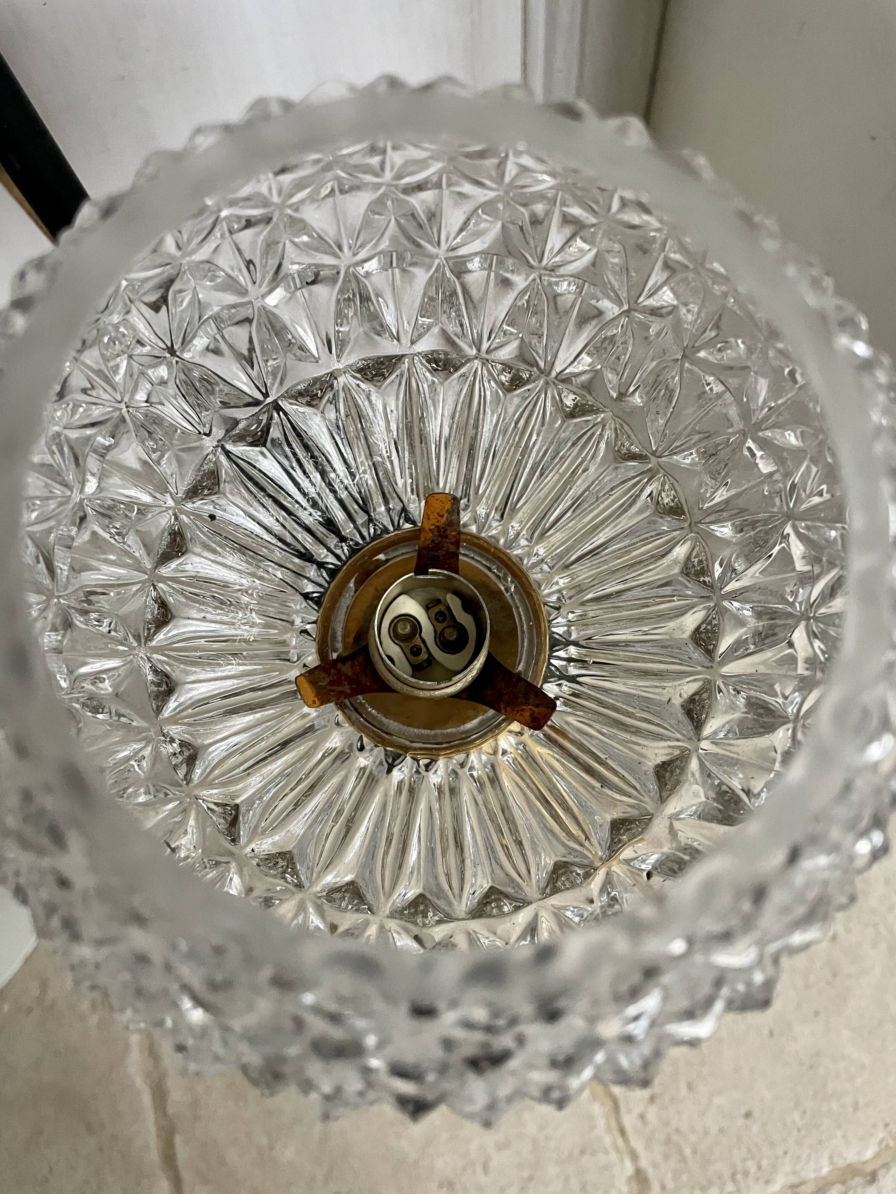 Maison Arlus Lunel pendant chandelier in brass and chiseled glass