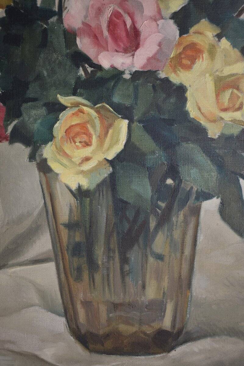 Gaston Ploquin, Roses in a glass vase (circa 1935)