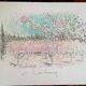 Art print on arches sheet - 48 x 65 cm, signed, apple trees in bloom