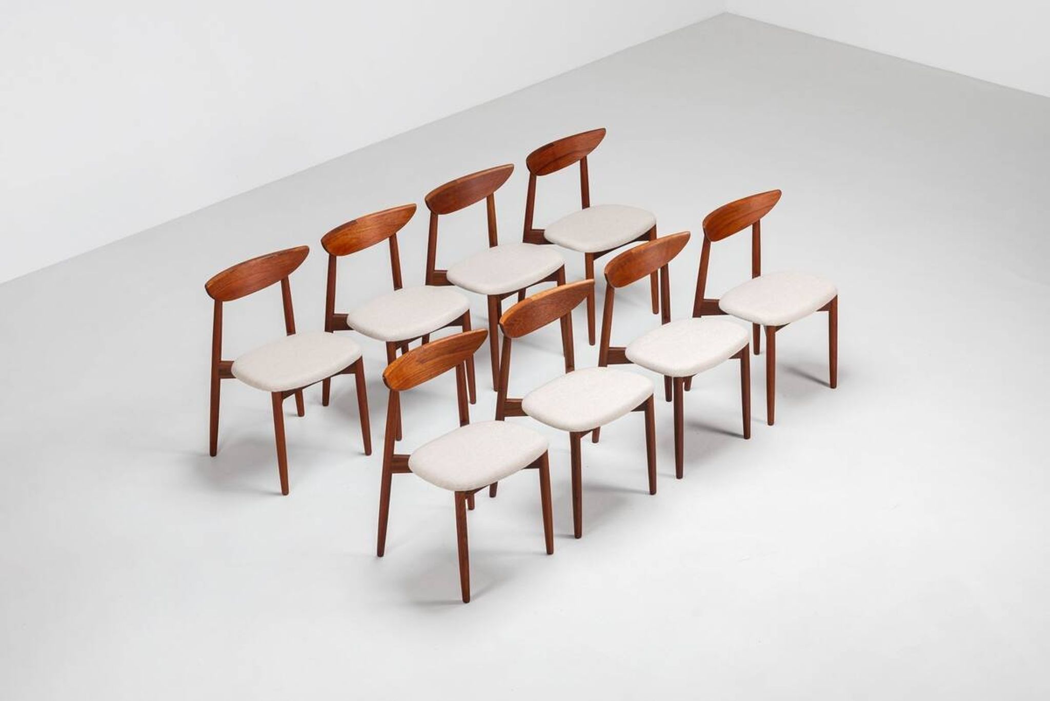 Harry Ostergaard set of eight dining chairs in teak Randers Denmark 1960