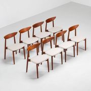 Harry Ostergaard set of eight dining chairs in teak Randers Denmark 1960