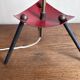 1950s modernist tripod lamp made of sheet metal and brass.