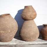 Panier ancien, bourgne paille et ronce, panier tressé avec couvercle, décoration intérieur, garde-ma