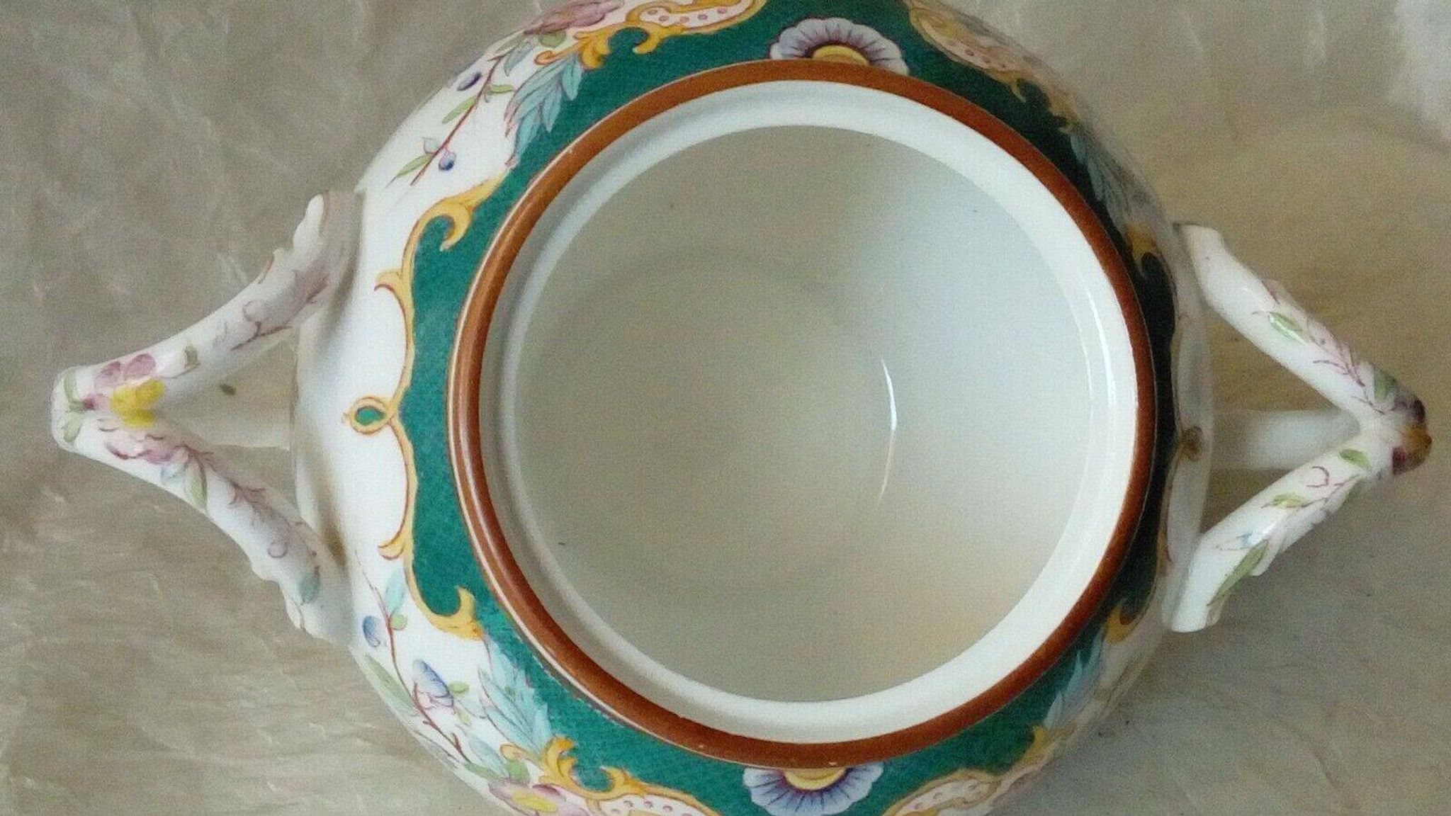 Sarreguemines earthenware sugar bowl minton decor model 5/215