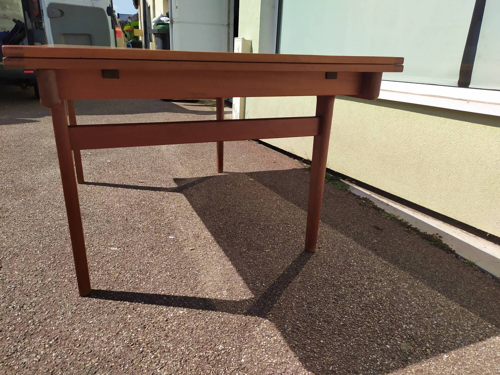 Scandinavian teak dining table with extension 6 to 10 people Henning Kjaernulf