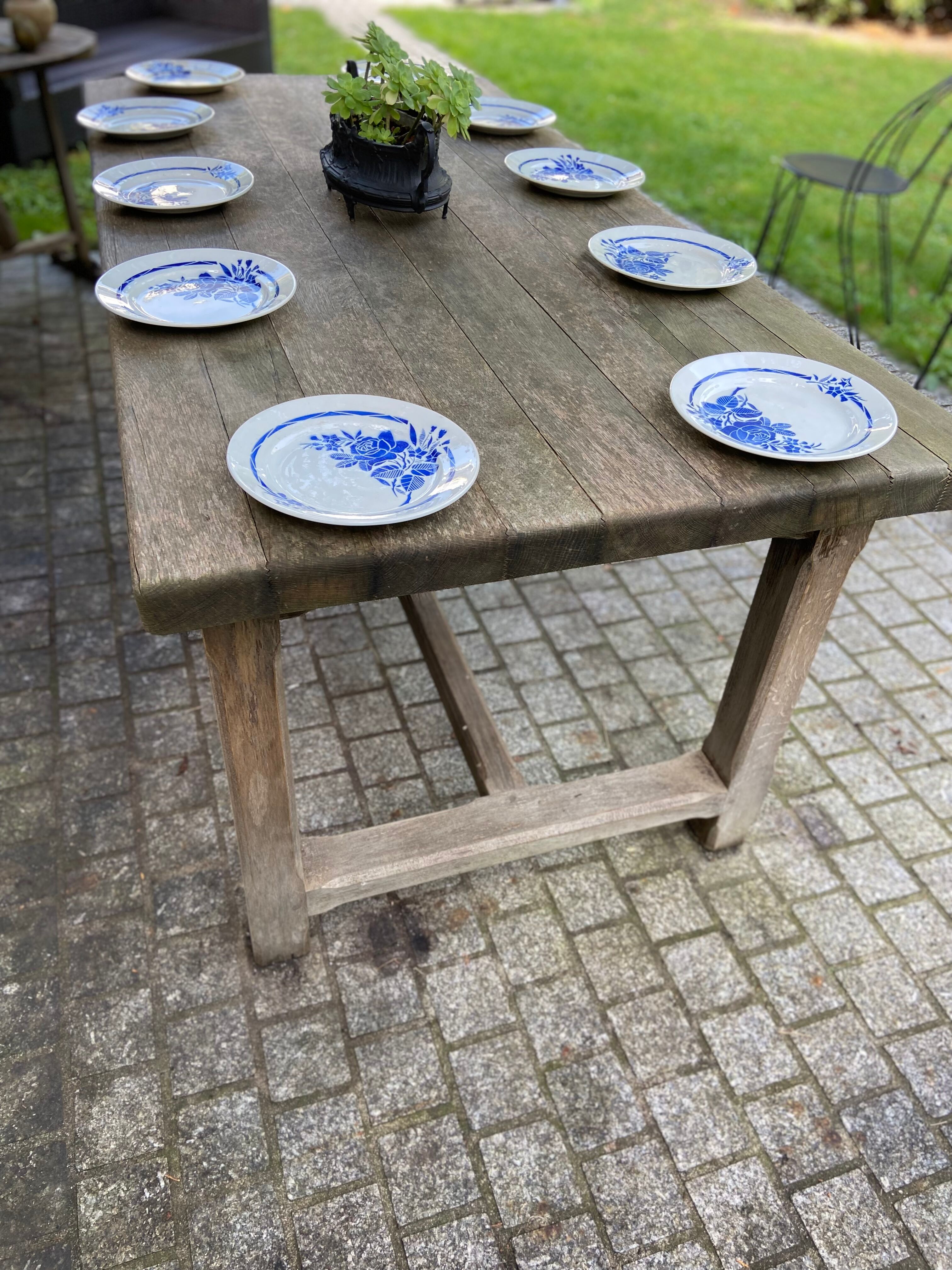 Solid oak farmhouse table 1950 - 170 cm x 86 cm