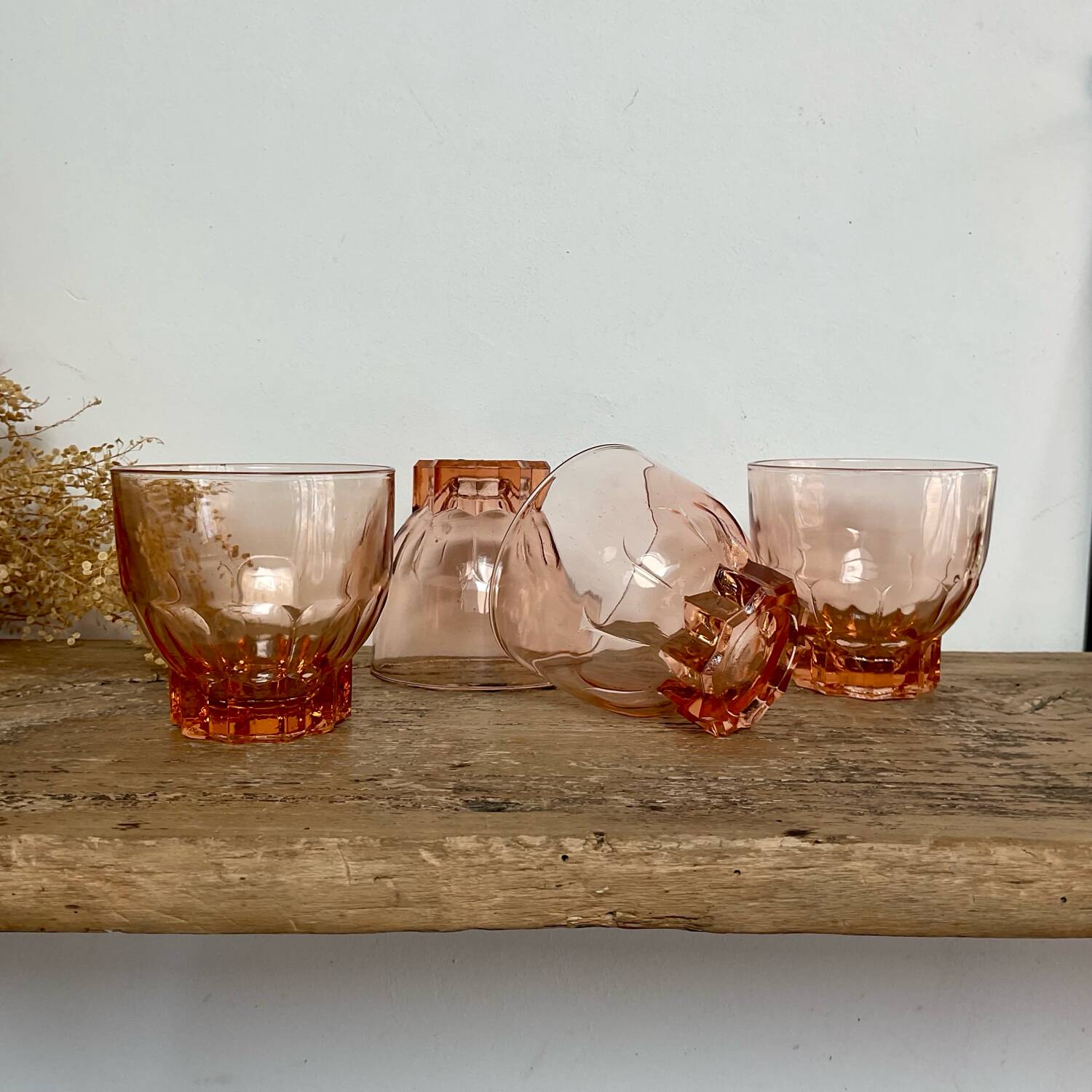 6 vintage Rosaline glasses