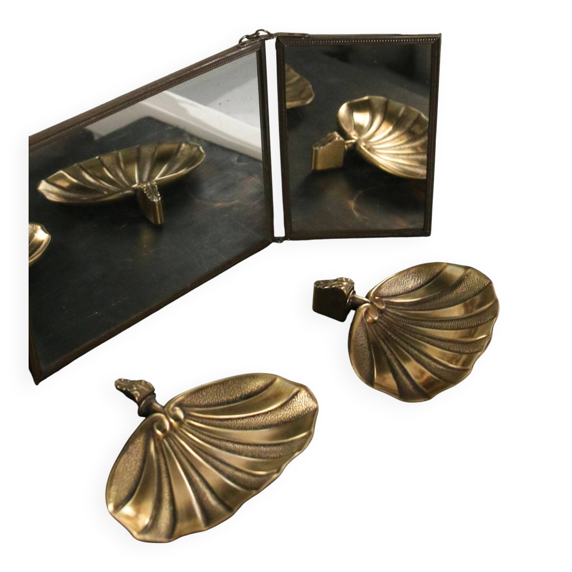 Vide-poche, porte-savon coquille vintage en laiton