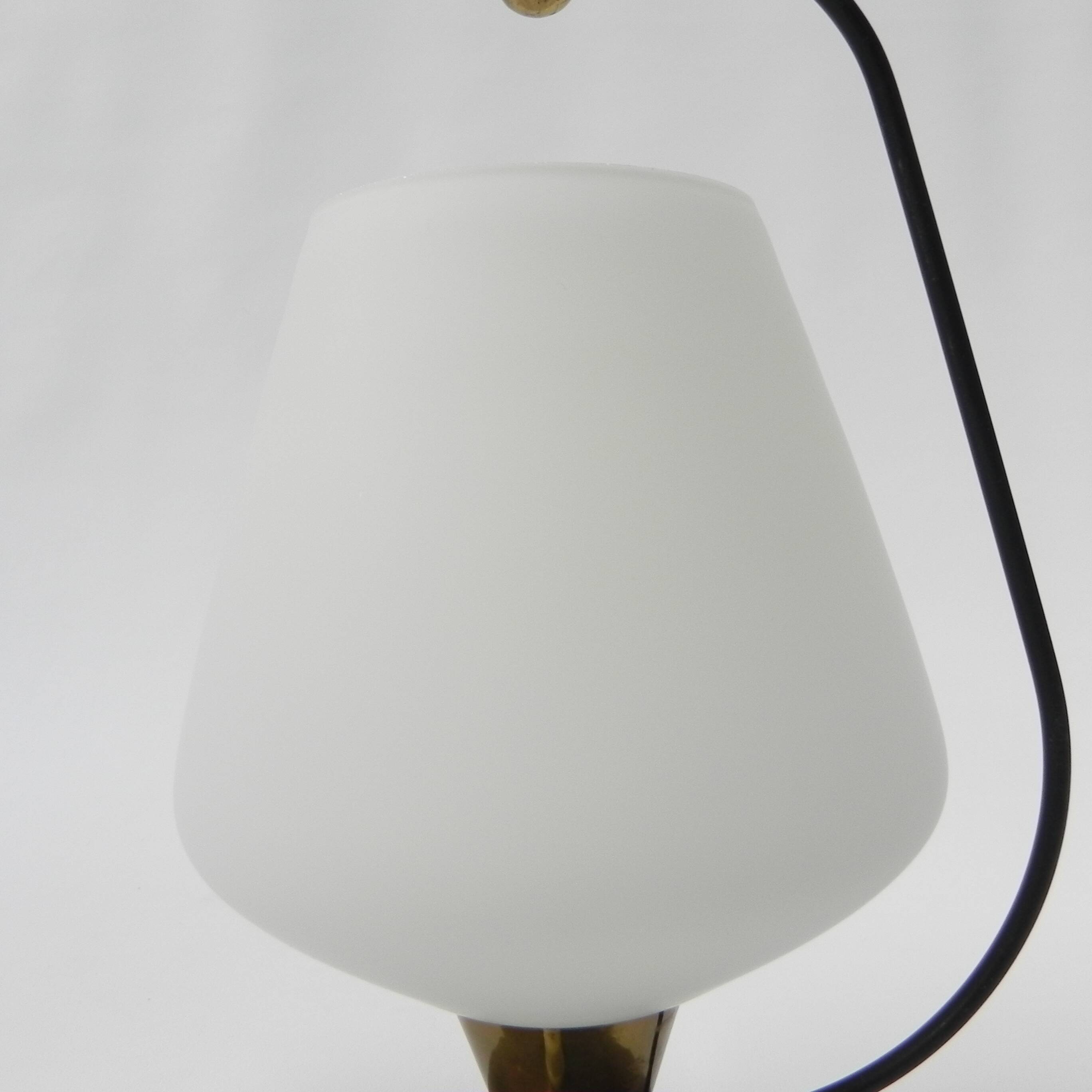 Vintage desk lamp with white glass shade