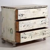 Large antique chest of drawers with white patina (circa 1920) #42