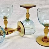 4 old two-tone George Sand wine glasses