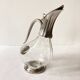 Ewer, decanter in silver-plated metal and glass