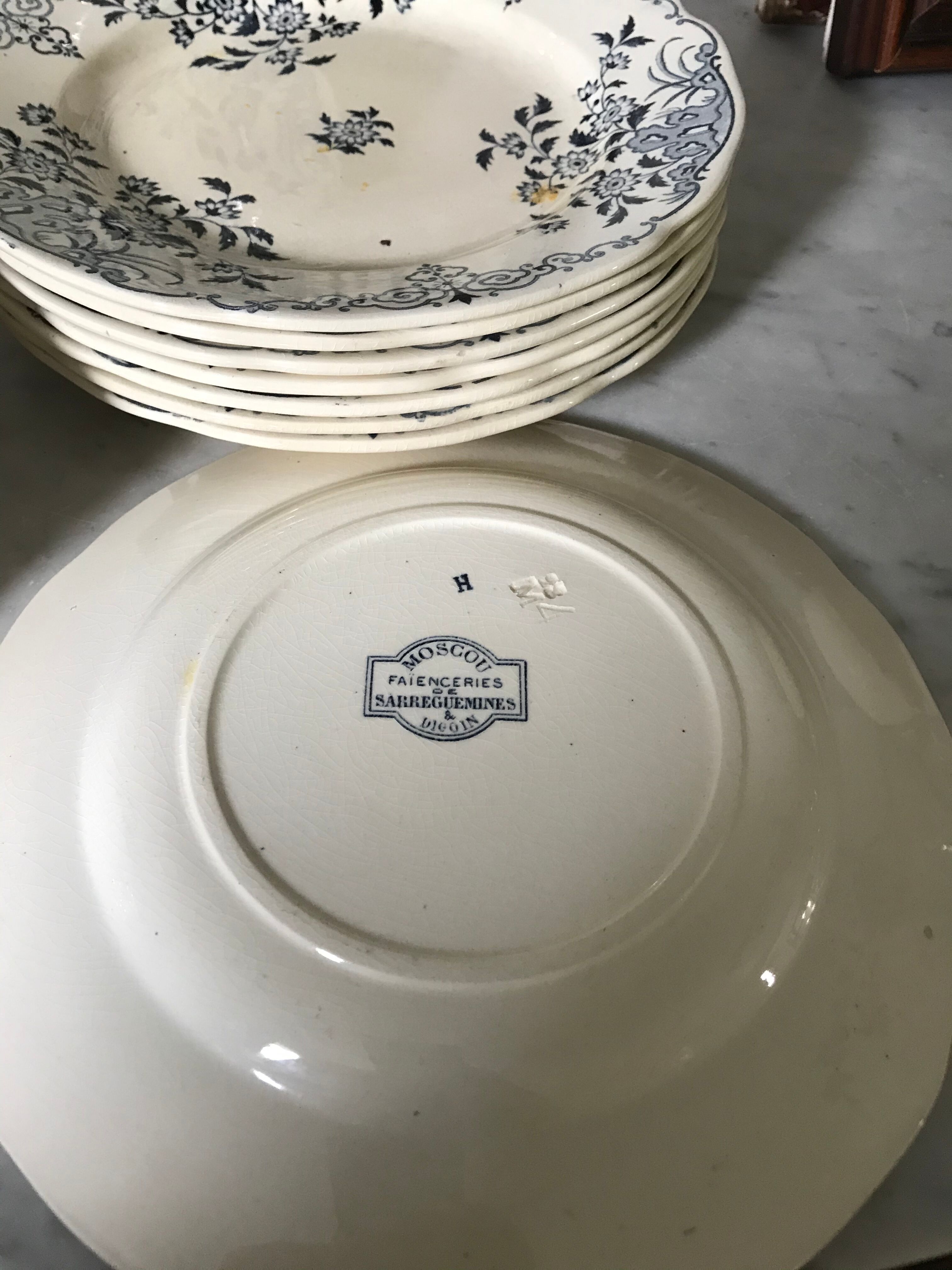 Série de 9 assiettes plates Sarreguemines & Digoin